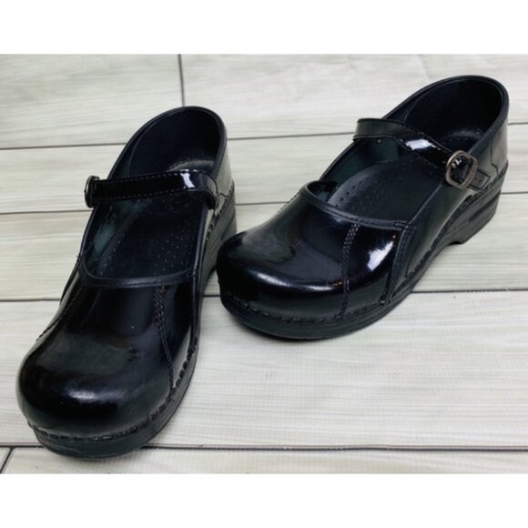 DANSKO Marcelle Mary Jane Clog Shoes in Black Patent Leather Goth - Size US 10 - Picture 1 of 16